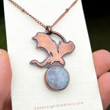 Copper moonstone dragon pendant