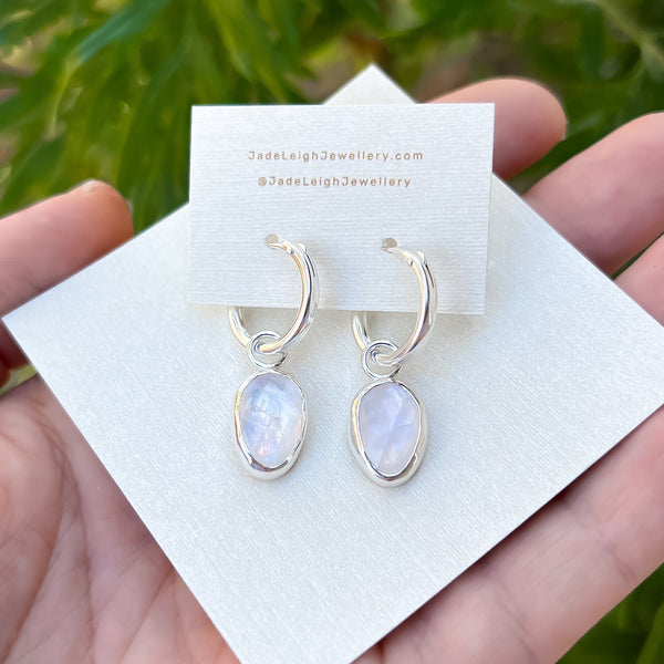 Moonstone hoop earrings