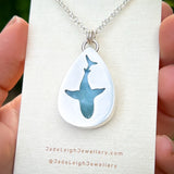 Shark reversible animal pendant, larimar & sterling silver