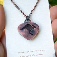 Kangaroo spirit animal necklace, copper and labradorite