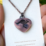 Kangaroo spirit animal necklace, copper and labradorite