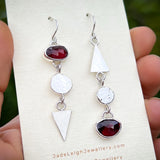 Garnet asymmetrical geometric earrings
