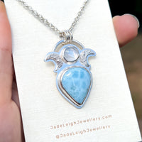 Larimar & moonstone moon phase pendant