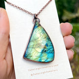 Turtle spirit animal necklace, copper and labradorite