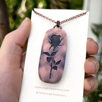 Rose necklace, copper and labradorite