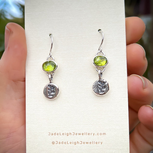Peridot charm earrings