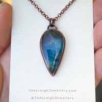 Frog spirit animal necklace, copper and labradorite