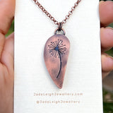 Dandelion wish silhouette necklace, copper and labradorite