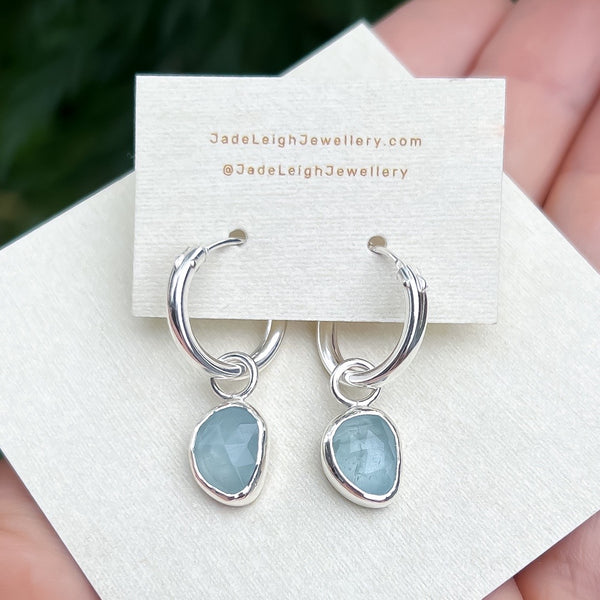 Aquamarine hoop earrings