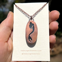 Mermaid silhouette necklace, labradorite and copper