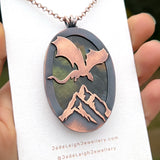 Copper labradorite dragon mountains pendant