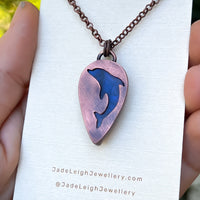 Dolphin spirit animal necklace, copper and labradorite