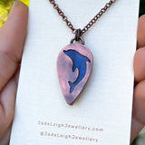 Dolphin spirit animal necklace, copper and labradorite