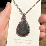 Koala silhouette necklace, labradorite and copper