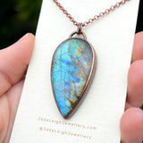 Copper labradorite dragon moon pendant