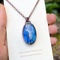 Dolphin spirit animal necklace, copper and labradorite