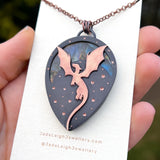 Copper labradorite dragon pendant