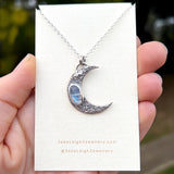 Moonstone textured crescent moon pendant