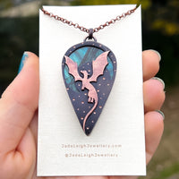 Copper labradorite dragon pendant