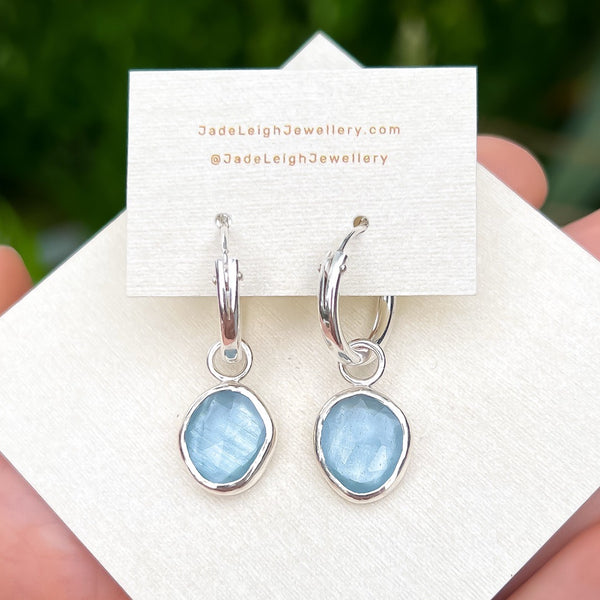 Aquamarine hoop earrings