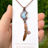 Wedge tailed eagle pendant, copper & moonstone