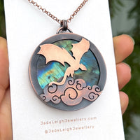 Copper labradorite dragon clouds pendant