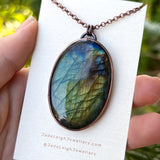 Copper labradorite dragon mountains pendant