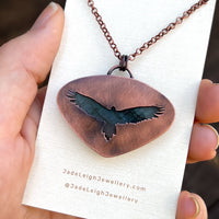Wedge tailed eagle spirit animal necklace, copper and labradorite