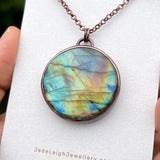 Copper labradorite dragon clouds pendant
