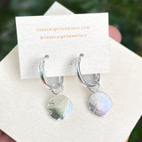 Silver pebble hoop earrings