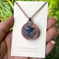 Manta ray totem spirit animal necklace, labradorite and copper