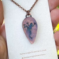 Frog spirit animal necklace, copper and labradorite