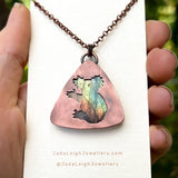 Koala silhouette necklace, labradorite and copper