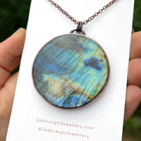 Copper labradorite dragon clouds pendant