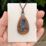 Hawk spirit animal necklace, copper and labradorite