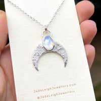 Moonstone textured crescent moon pendant