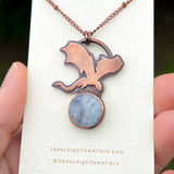 Copper moonstone dragon pendant