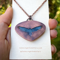Wedge tailed eagle spirit animal necklace, copper and labradorite