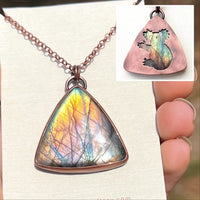 Koala silhouette necklace, labradorite and copper
