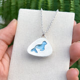 Seal spirit animal pendant, larimar & sterling silver