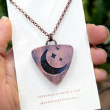 Moon & stars necklace, copper and labradorite