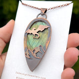 Copper labradorite dragon mountains pendant