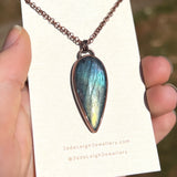 Shark spirit animal necklace, copper and labradorite