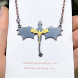 Dragons necklace, copper & brass