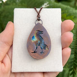 Raven / Crow spirit animal necklace, copper and labradorite