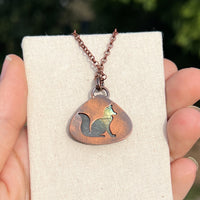 Fox silhouette necklace, labradorite and copper