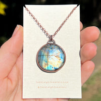 Copper labradorite dragon pendant