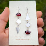 Garnet asymmetrical geometric earrings