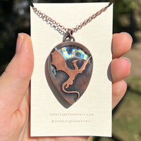 Copper labradorite dragon pendant