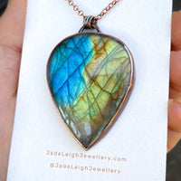 Copper labradorite dragon pendant